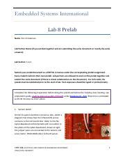 Lab Prelab Pdf Embedded Systems International Lab Prelab Name