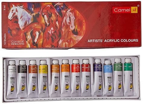 Camlin Kokuyo Acrylic Color Box 9ml Tubes 12 Shades Starbox