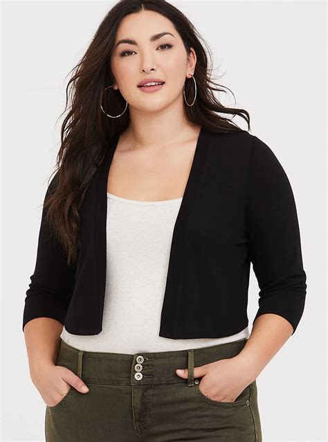 Black Open Front Shrug Plus Size Shrugs Plus Size Cardigans Shrug