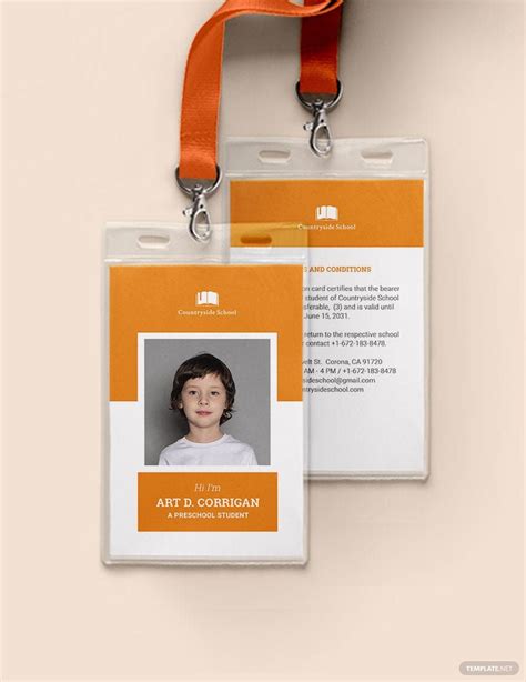 Preschool Id Card Template Download In Word Illustrator Psd Apple