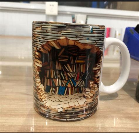 3D Bookshelf Mug A Library Shelf Cup Creative Space Design Multi