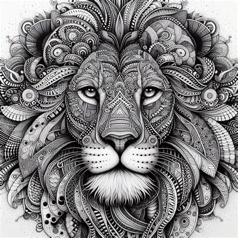 Lion Zentangle Coloring Pages in 2024 | Zentangle animals art ...