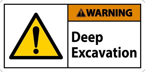 Deep Excavation Warning Sign On White Background 15292893 Vector Art At