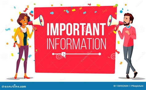 Important Information Attention Banner Vector Businessman Woman With