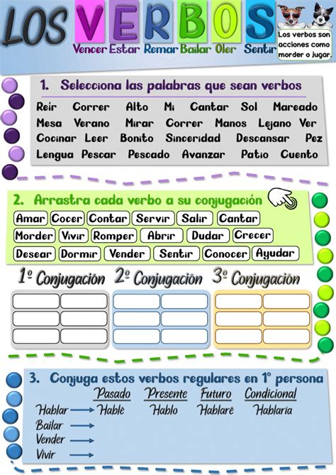 Ficha de Los verbos para 2º a 5º de primaria