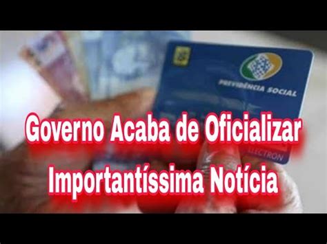 INSS Governo Acaba de Oficializar Importantíssima Notícia YouTube