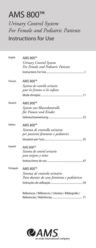 Ams 700 Instructions For Use