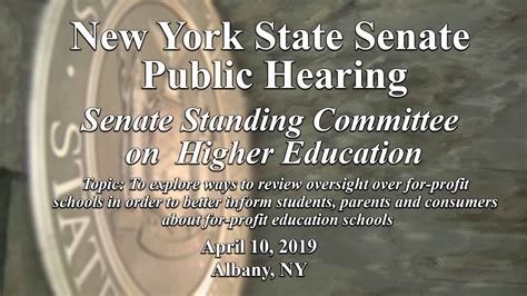 Nys Senate Public Hearing On Higher Education 41019 Youtube