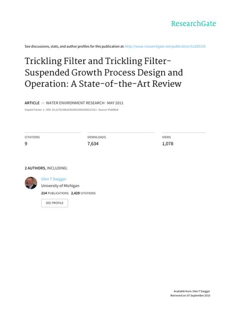 Trickling Filter and Trickling Filter-Suspended Growth Process Design and Operation | PDF ...