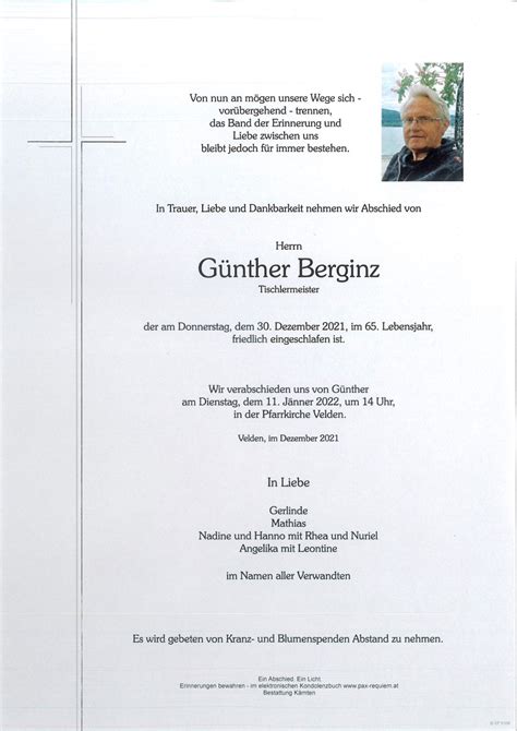 Parte für Günther Berginz pax requiem