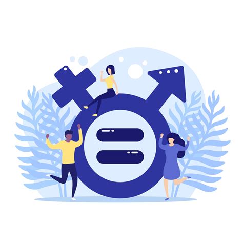 Equidad De Género Ilustración De Vector De Igualdad Con Gente Feliz
