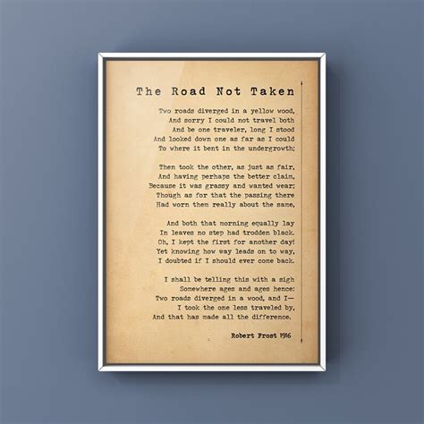 The Road Not Taken Poème De Robert Frost 1916 Poster Print Etsy