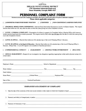 Fillable Online Personnel Complaint Form Fax Email Print Pdffiller