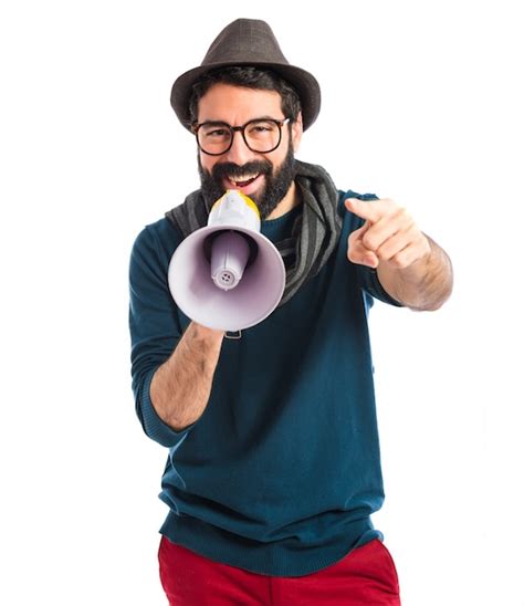 Hombre Gritando Por Meg Fono Foto Gratis