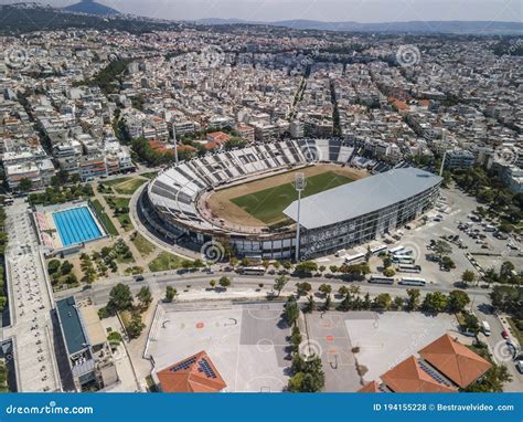 Thessaloniki Griekenland Landschapsdrone Shot Van Het Paok Fc Toumba