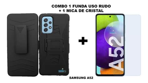 Combo Funda De Uso Rudo Para Samsung A52 Mica De Cristal MercadoLibre