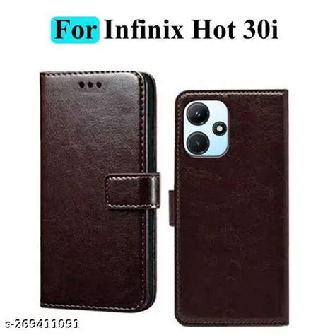 Geleser Flip Cover For Infinix Hot 30i Coffee Brown