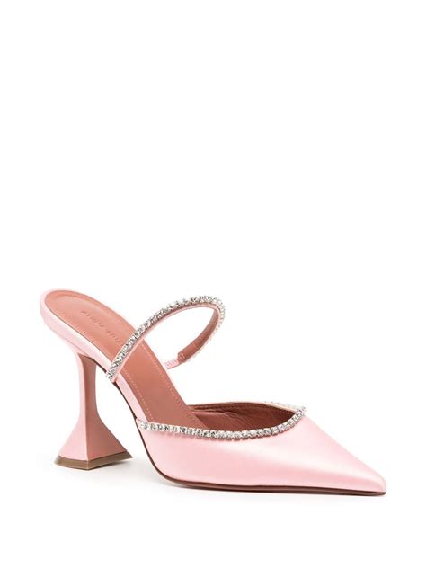 Amina Muaddi Gilda Mm Crystal Embellished Mules In Pink Modesens