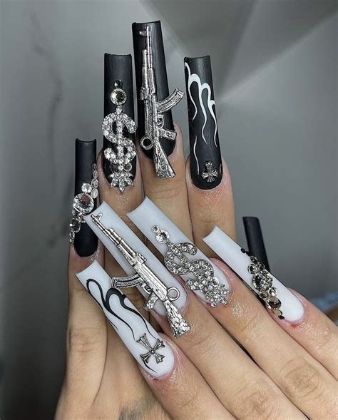 IG Rawnailsalo Bandana Nails Punk Nails Unique Acrylic Nails