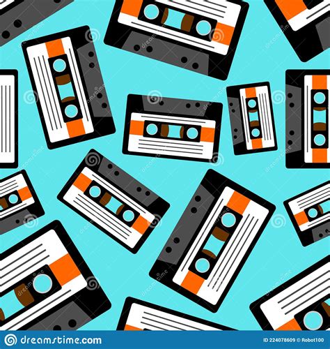 Retro Cassette Pattern Seamless Boombox Cassette For Tape Recorder