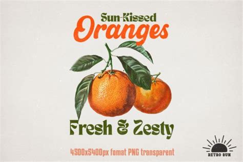 Oranges Vintage Fruit PNG Sublimation Graphic By Retro Sun Creative