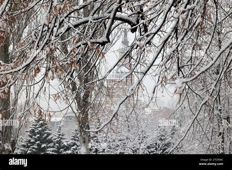 KHARKIV, UKRAINE - DECEMBER 12, 2023 - Urban landscapes are pictured ...