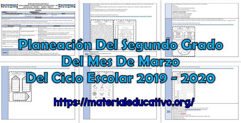 Planeaciones Del Segundo Grado Del Mes De Marzo Del Segundo Trimestre Del Ciclo Escolar 2019