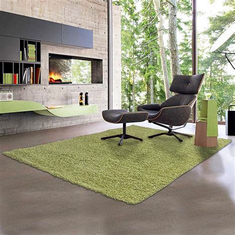 Astro Shag Rug In Lime Green Colour Shag Rug