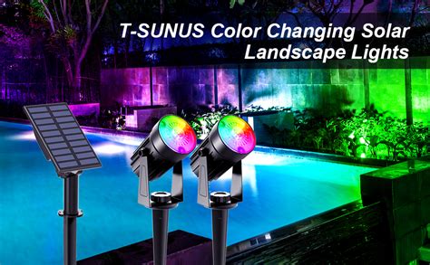 T Sunus Color Changing Solar Spot Lights Outdoor Rgb Led Landscape