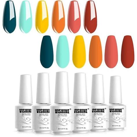 Vernis à Ongles Semi Permanent lot de 6 Couleurs Populaires pour été