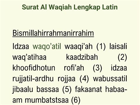 Surat Al Waqiah Lengkap Latin Saja Pembuka Pintu Rezeki