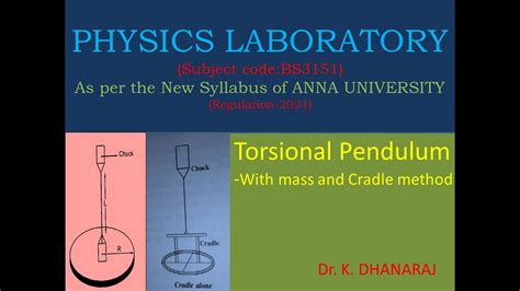 Torsional Pendulum With Mass And Cradle Method And Calculation Youtube