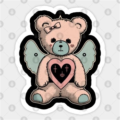 Gothic Sad Bear Creepy Spooky Kawaii Bear - Gothic Bear - Sticker ...