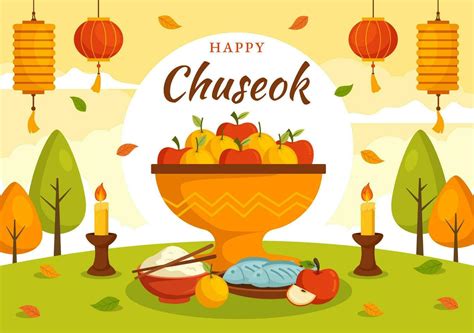 Happy Chuseok Day Vector Illustration Of Korean Thanksgiving Event With