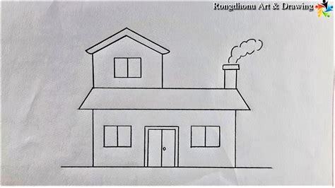 How To Draw A House Picture Ghar Drawing My Home Youtube