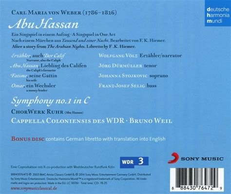 Carl Maria Von Weber Abu Hassan Symphony No 1 Cappella Coloniensis