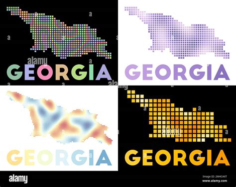 Georgia map. Collection of map of Georgia in dotted style. Borders of ...