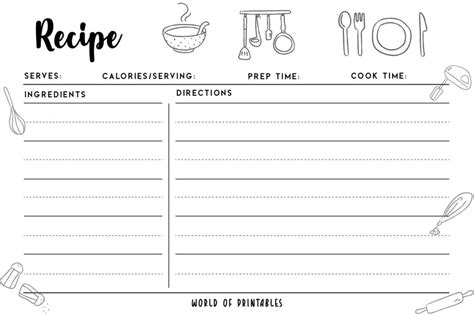 Recipe Card Printable Worksheets Library