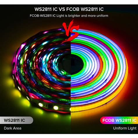 Ft Cob Led Strip Lights Flexible Pixel Ws Rgb Ic Addressable