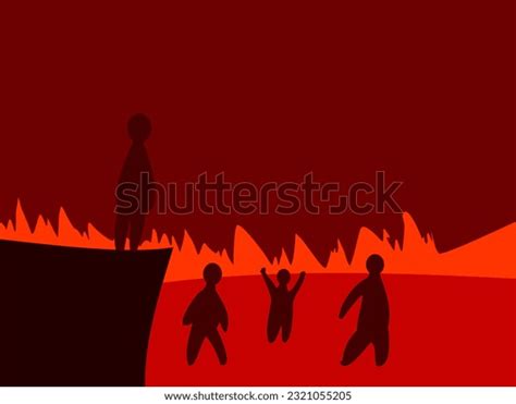people burning hell cartoon images stock   objects