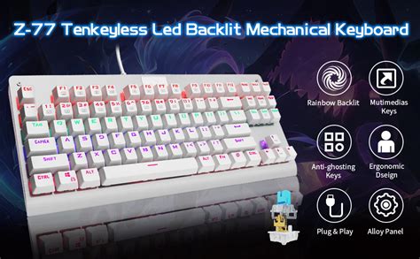 Z 77 Tenkeyless Mechanical Gaming Keyboard E Yooso Rainbow LED