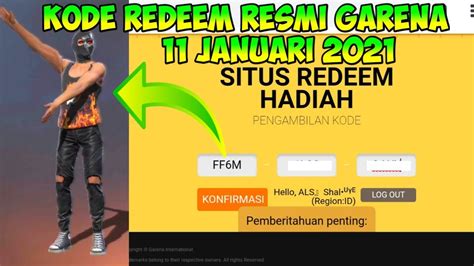 Kode Redeem Free Fire Terbaru 2021 Hari Ini Resmi Dari Garena Bocoran