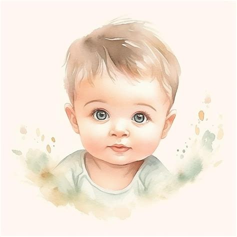 Premium Ai Image Adorable Baby On Watercolor Illustration