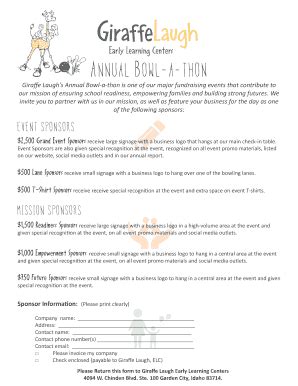 Fillable Online Annual Bowl A Thon Fax Email Print Pdffiller