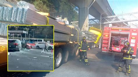 Choque masivo en la autopista México Toluca tráiler se lleva a 10