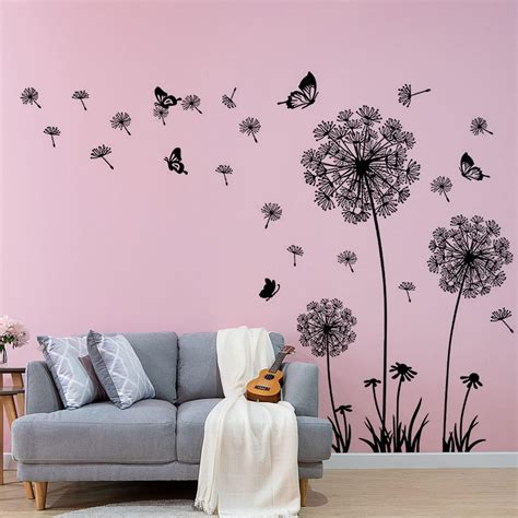 TOARTI 54 Pcs Groß Wandtattoo Löwenzahn Lila Wandsticker für