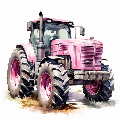 Premium Photo There Is A Pink Tractor With Large Wheels Parked In The