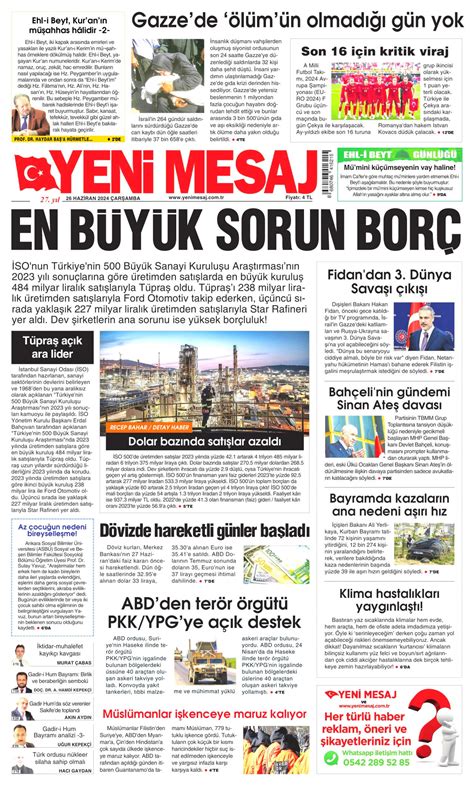 Yeni Mesaj Gazetesi Yeni Mesaj Man Et Oku Haberler Haziran