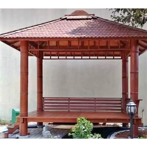 Jual Gazebo Model Tiang Motif Ukuran 3x2 5 Meter Kayu Kelapa Atap Sirap