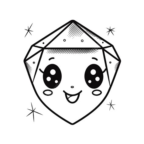 Cute Cutesy Diamond Vector Illustration Illustration Outline Sketch